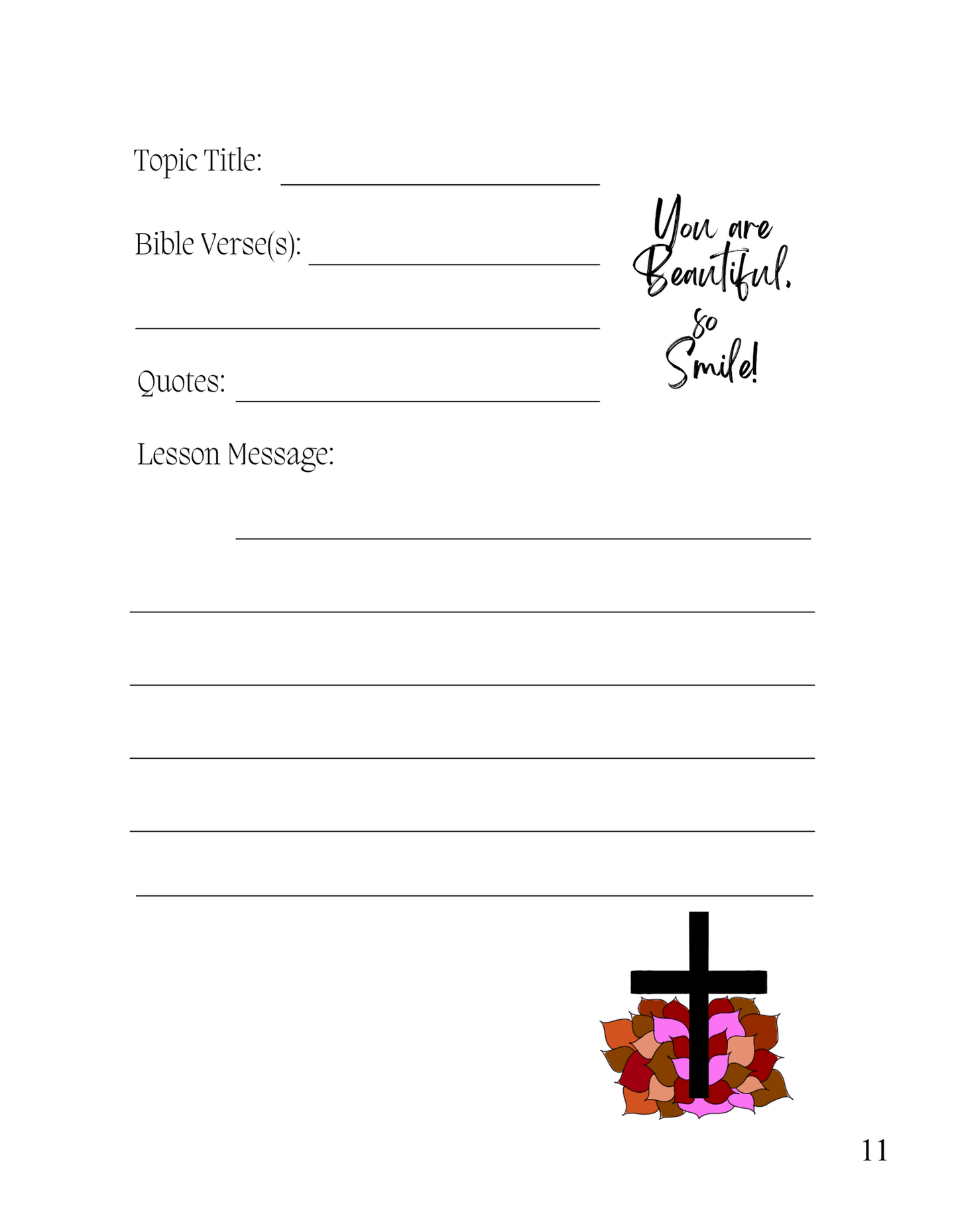 Digital eBook | 30 Days Devotional Notebook Self-Worth building Quotes & Daily Note Taking for Bible Study | Color Version