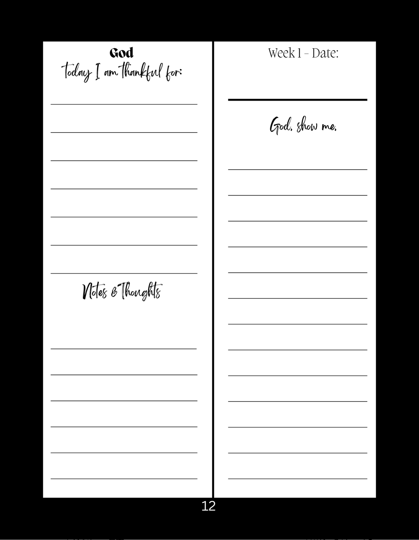 Digital eBook | Devotional Journal for HER | 52 Weeks of Encouragement Quotes, Prayer & Devotional Bible Verses | Black & White Version