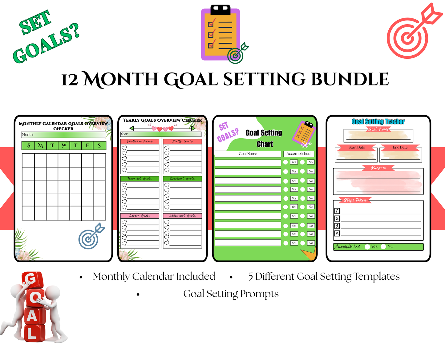 PLR | 12 Month - 1 Year Goal Setting Planner PDF