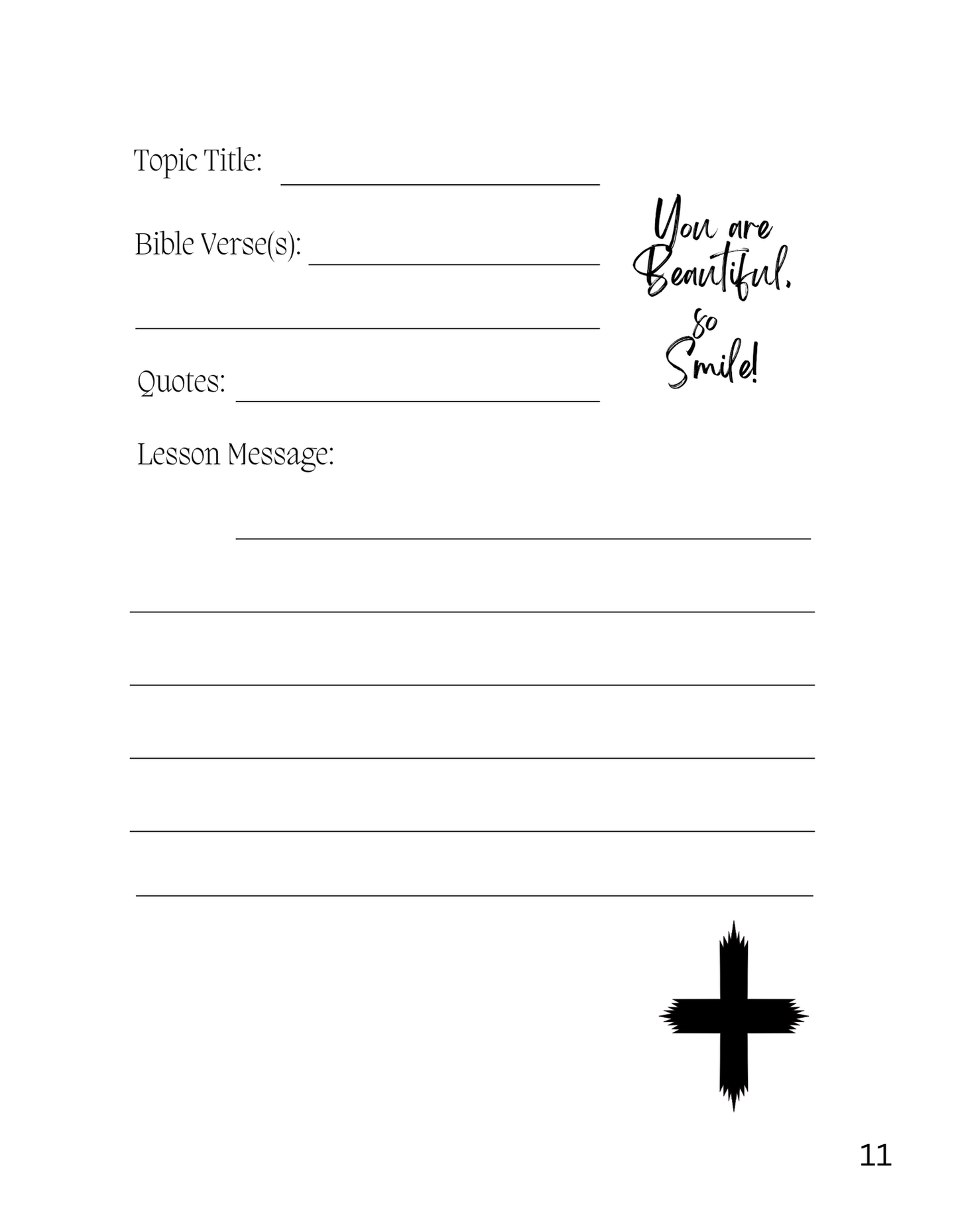 Digital eBook | 30 Days Devotional Notebook Self-Worth building Quotes & Daily Note Taking for Bible Study | Black & White Version