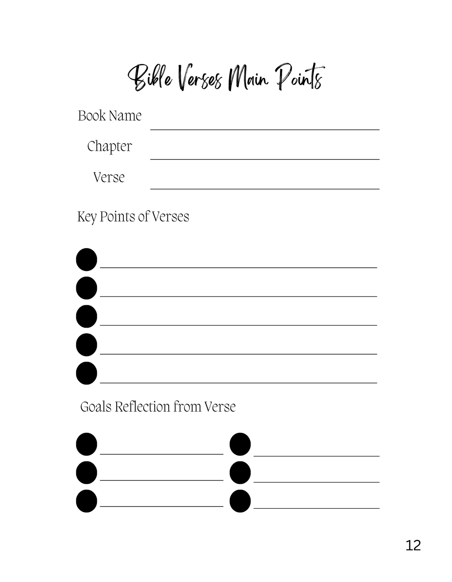 Digital eBook | 30 Days Devotional Notebook Self-Worth building Quotes & Daily Note Taking for Bible Study | Black & White Version