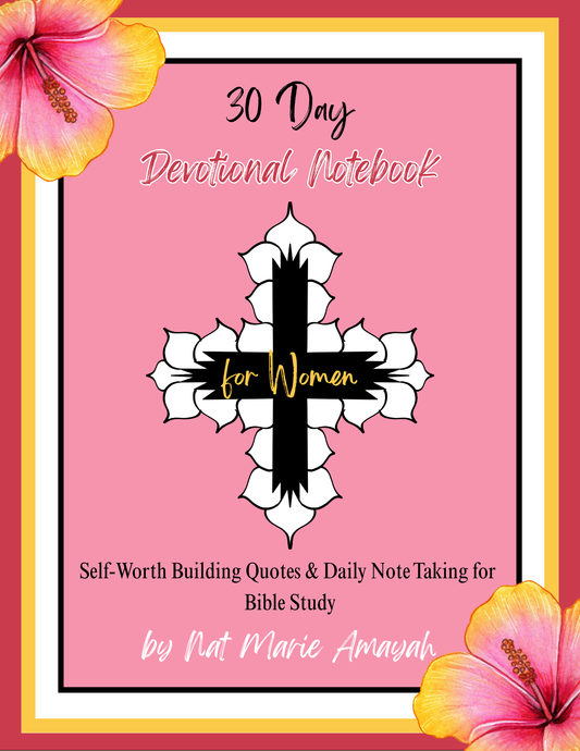 Digital eBook | 30 Days Devotional Notebook Self-Worth building Quotes & Daily Note Taking for Bible Study | Black & White Version