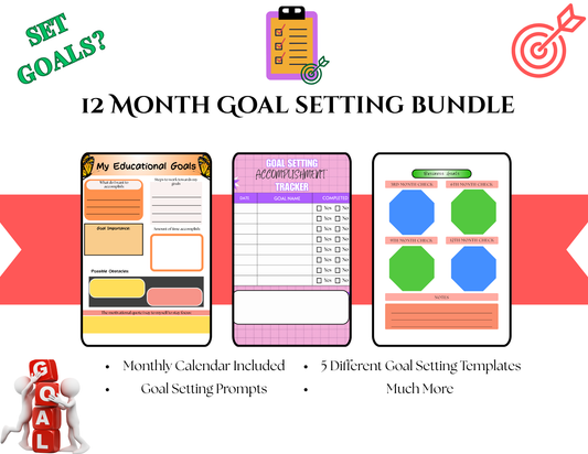 PLR | Resell 12 Month Goal Setting Templates Bundle